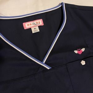 Koi by Kathy Peterson Ashley Navy Scrub Top